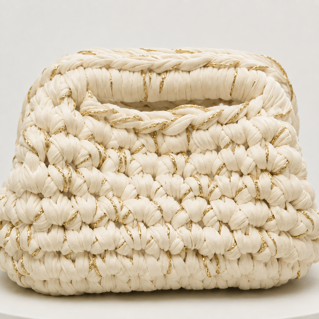 Clutch Bag - Off White & Gold