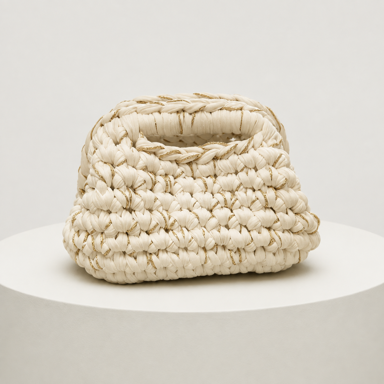 Clutch Bag - Off White & Gold
