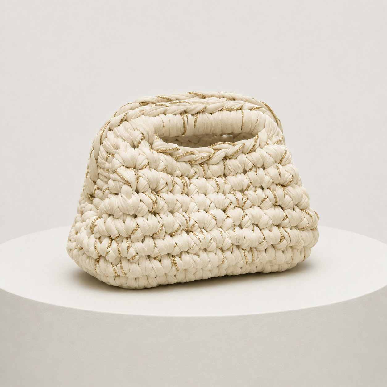 Clutch Bag - Off White & Gold